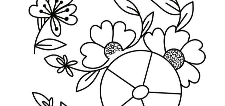 Çiçek desenli boyama sayfası resmi